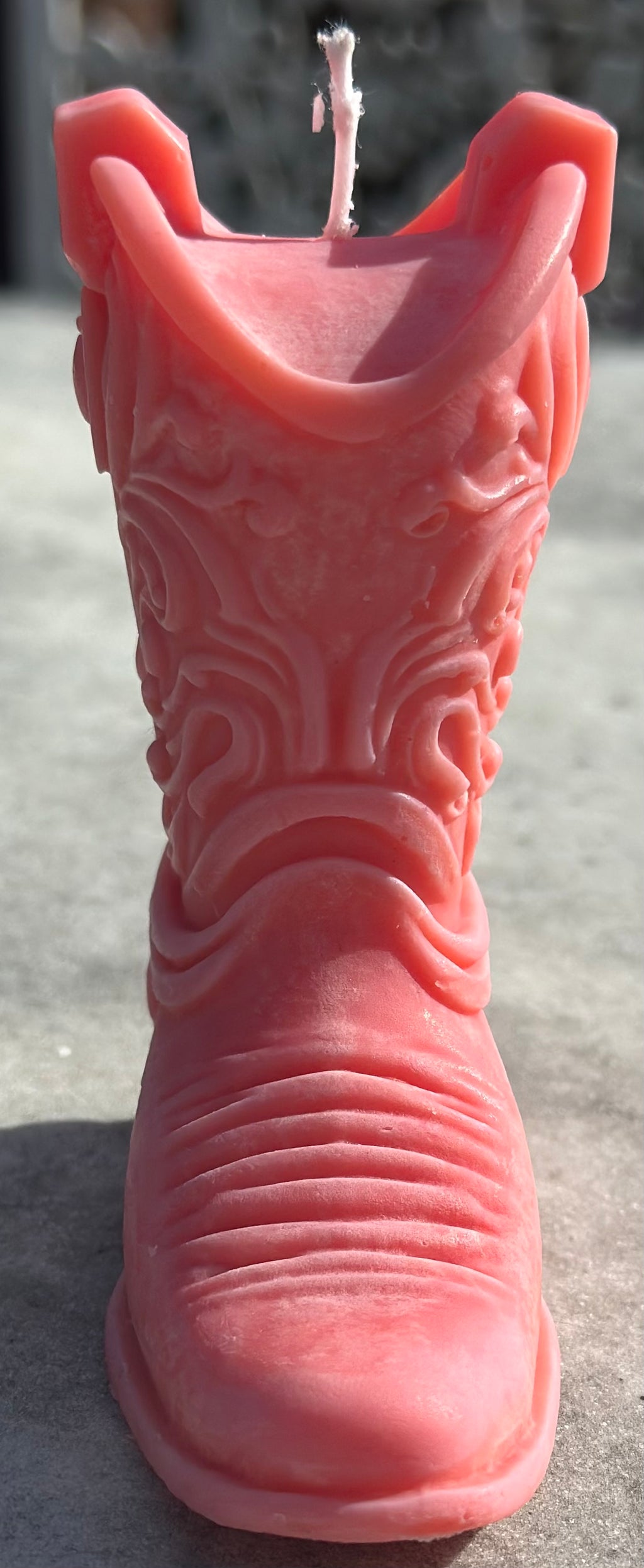 Pink boot candle