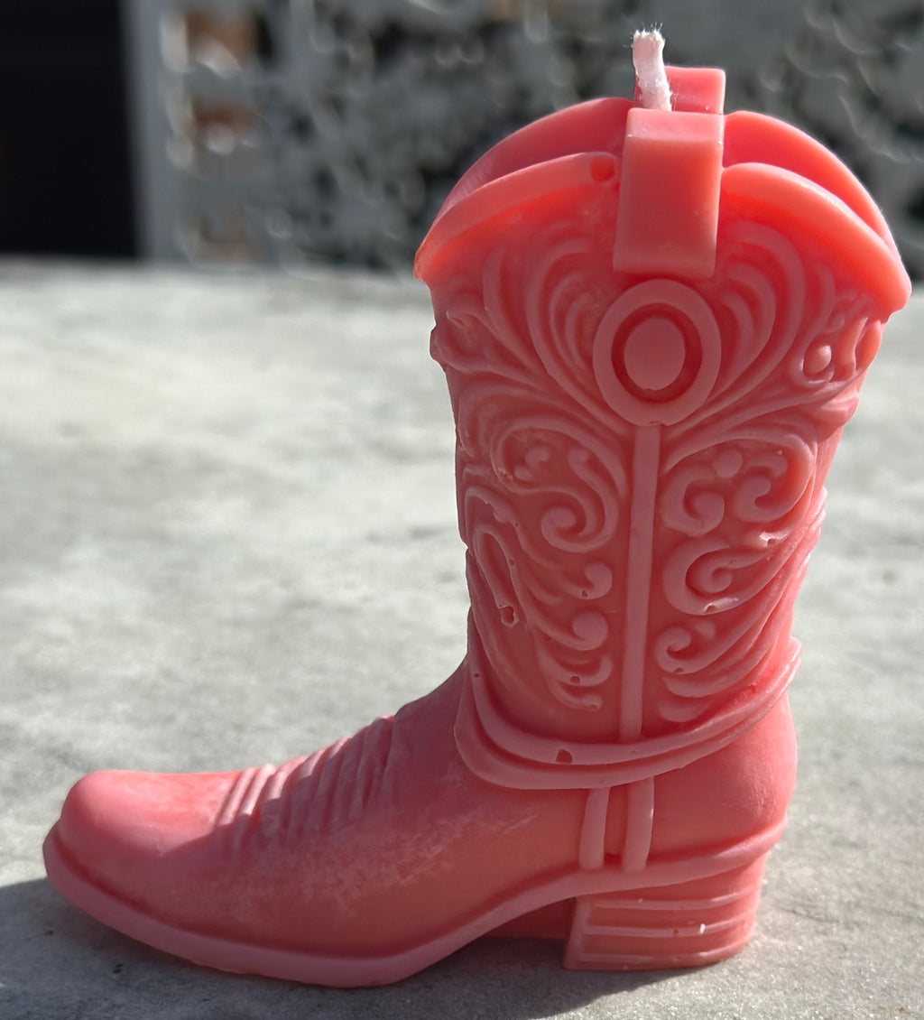 Pink boot candle